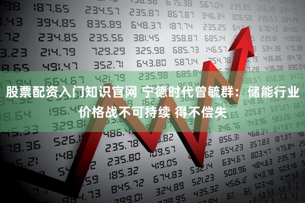 股票配资入门知识官网 宁德时代曾毓群：储能行业价格战不可持续 得不偿失